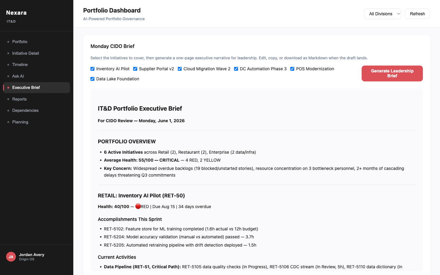 Portfolio console